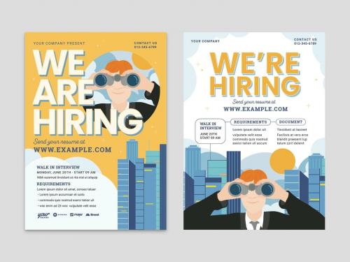 Illustrated Were Hiring Flyer Poster Template