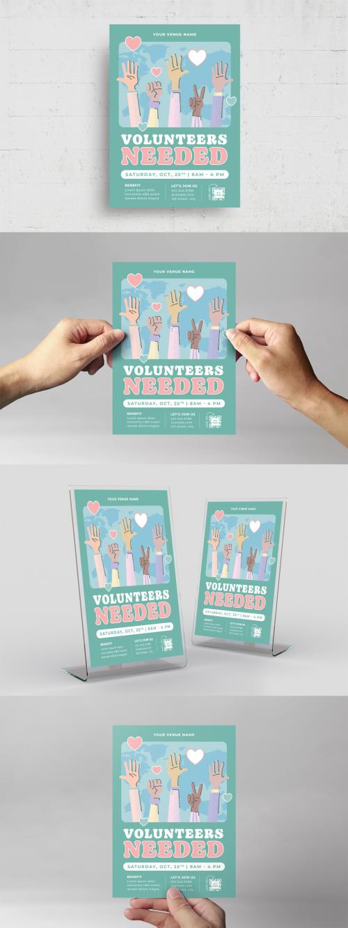 Volunteering Charity Fundraising Flyer Poster Layout