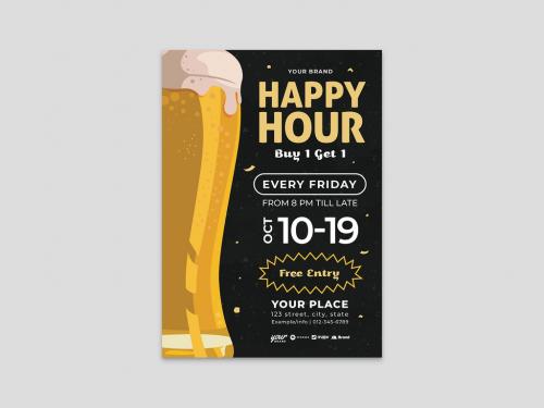 Happy Hour Beer Promotion Flyer Poster