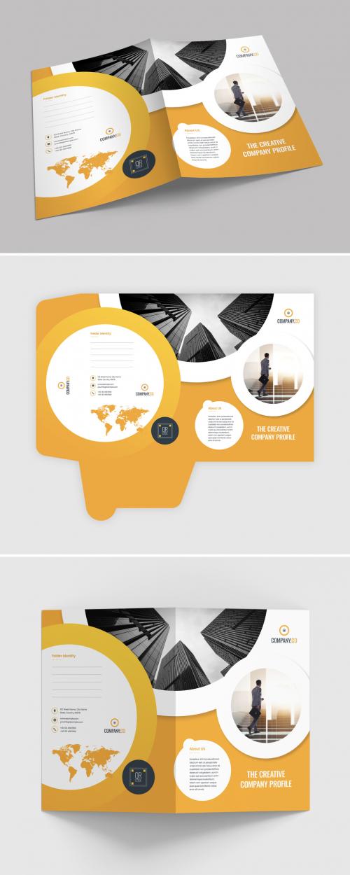 Presentation Folder Layout with Orange Accents