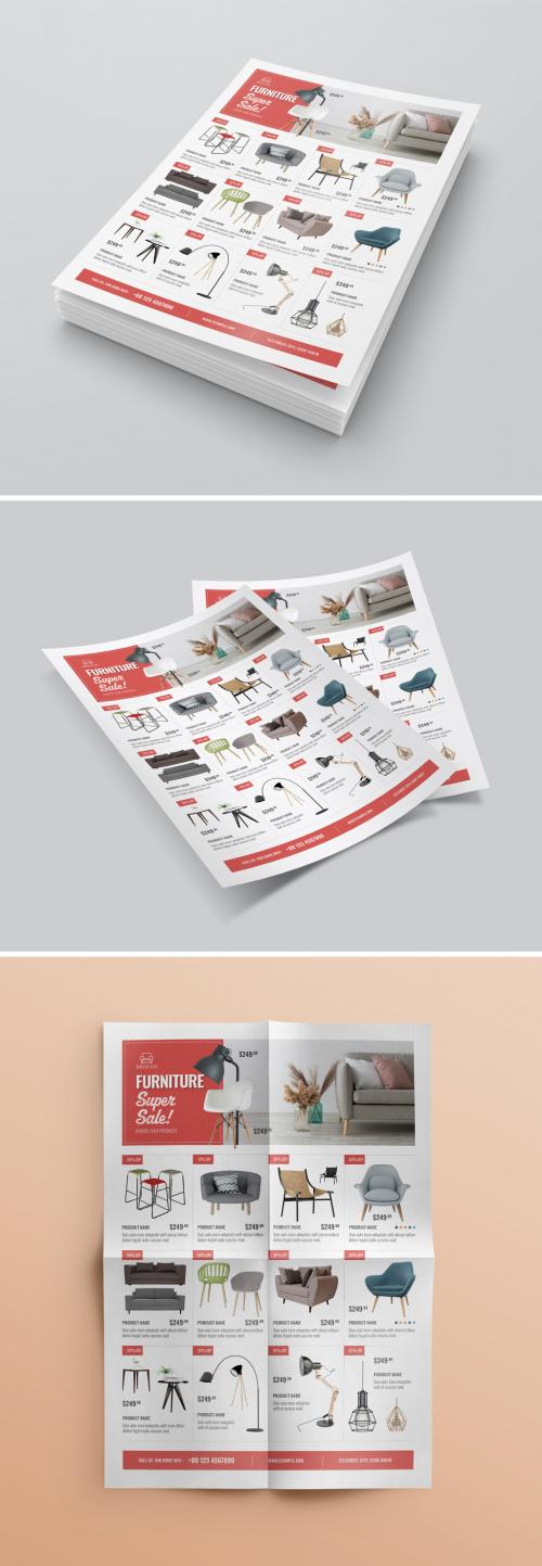 Furniture Flyer Layout with Red Accents