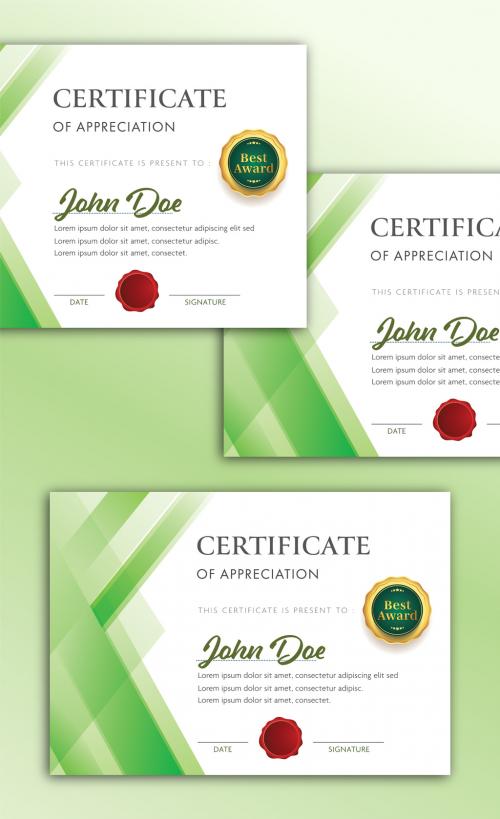 Appreciation Certificate Best Award Layout in White and Green Color