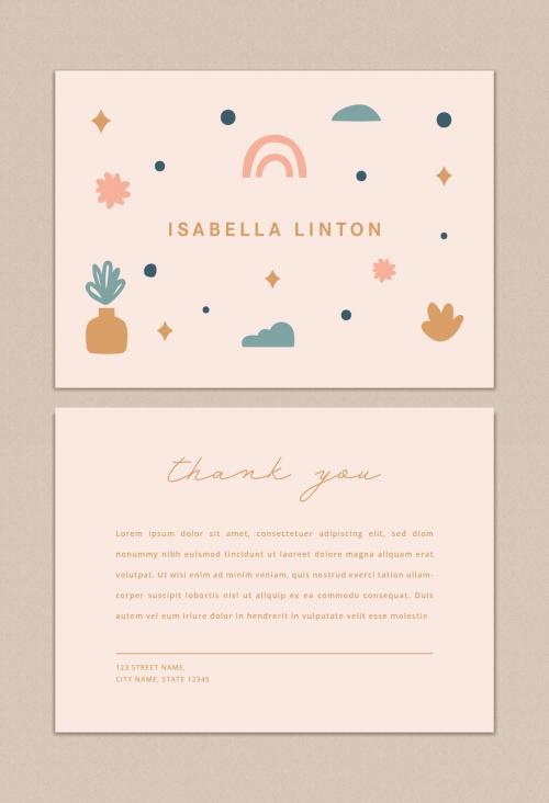 Abstract Boho Thank You Card Layout