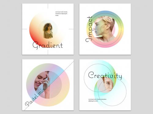 Creative Social Layouts with Colored Gradient and Line Art Idea