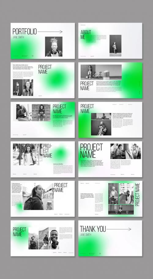 Portfolio Layout with Green Gradient Accent