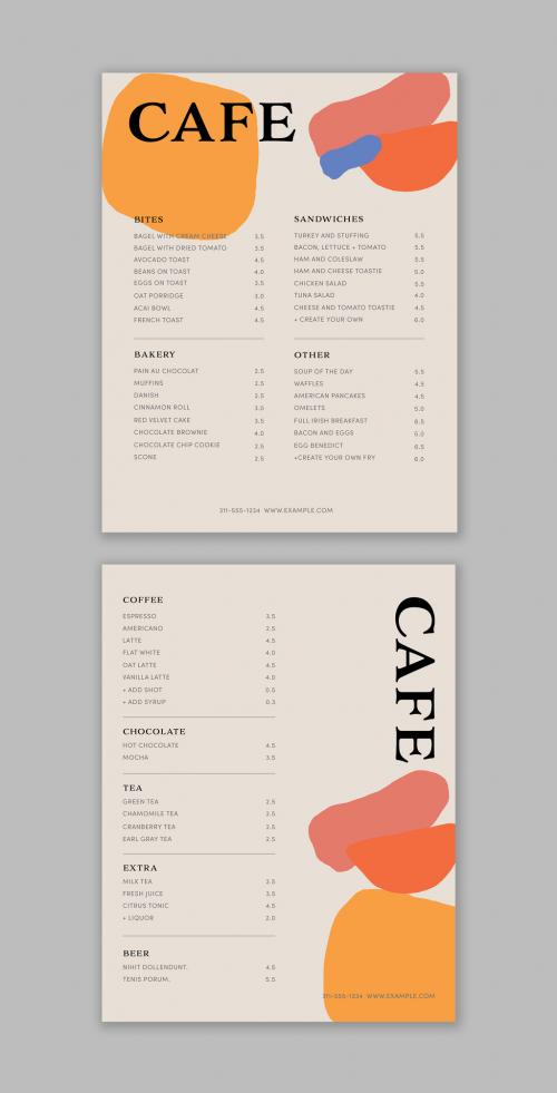 Cafe Menu Layout with Abstract Shapes