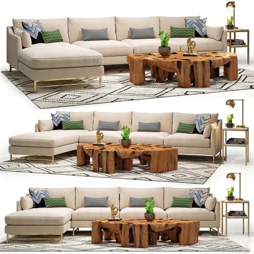 Benson Sectional &amp; Meteor Coffee Table Set