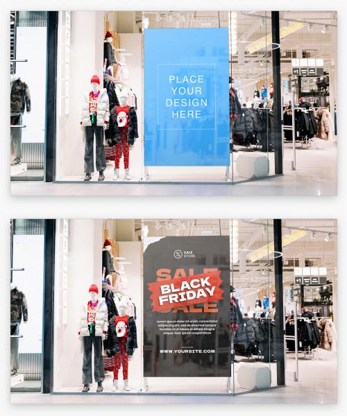 Brand Store Window Shopping Banner Mock-Up
