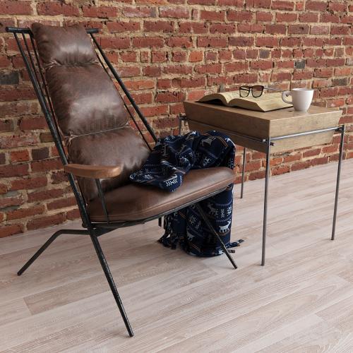 Dialma Brown Armchairs DB004028 and Side Table DB004555