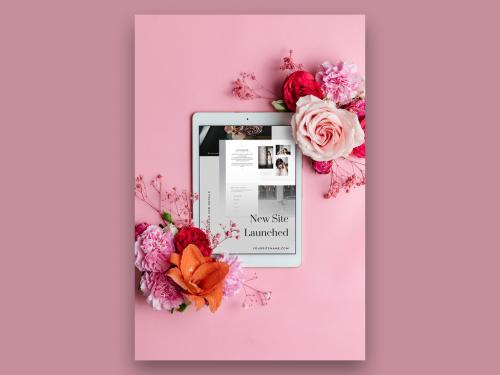 Tablet Mock-Up in Flowers