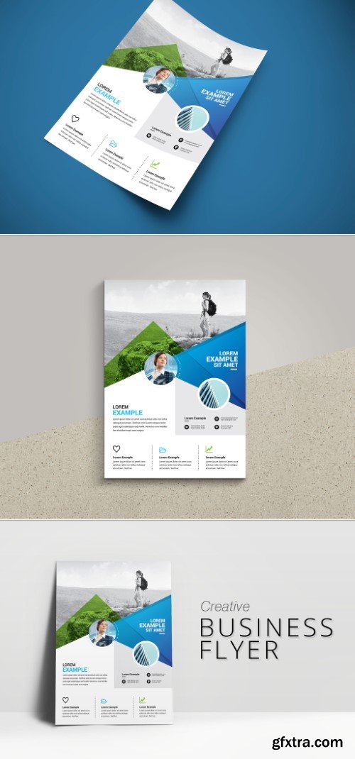 Green and Blue Travel Flyer Layout