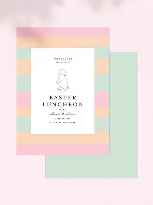 Easter Luncheon Invitation Layout with Bunny Rabbit