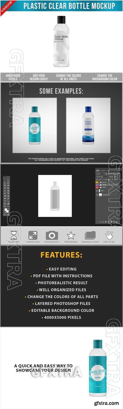 Plastic Clear Bottle Mockup YXSK7GG