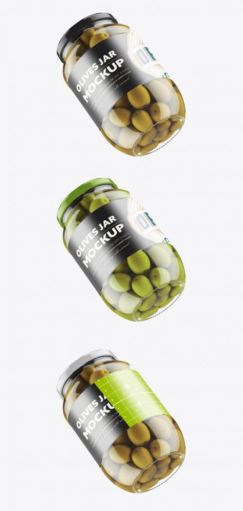 Clear Glass Jar with Olives Mockup