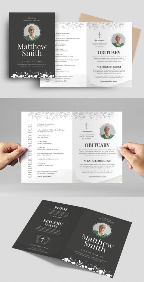 Simple Funeral Program Obituary Brochure