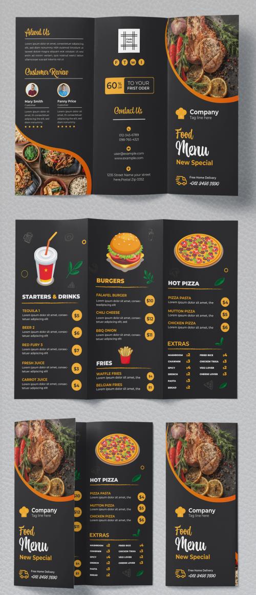 Yellow and Black Food Menu Layout