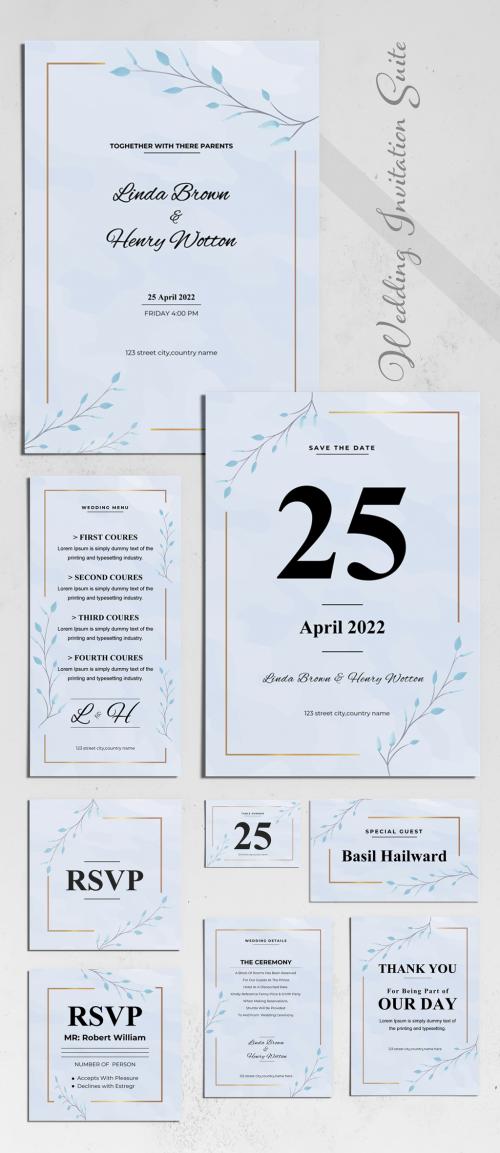 Floral Wedding Invitation Cards Layout