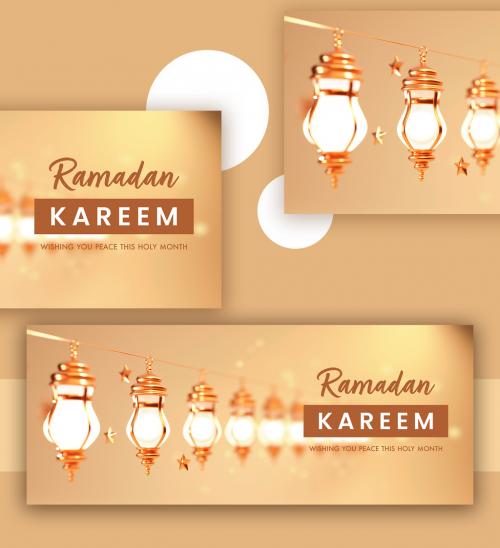 3D Render of Illuminated Lantern Ramadan Kareem Concept