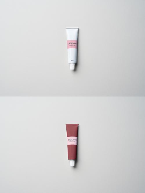 Cream Tube Mockup on Light Gray Background