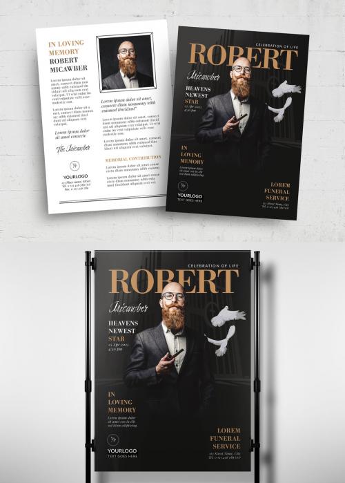 Magazine Style Funeral Program Obituary Layout