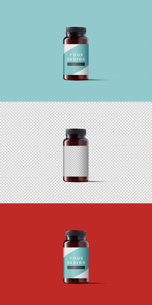 Pill Bottle Mockup with Transparent Background