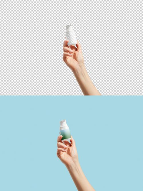 Woman Holding a Beauty Dispenser Mockup