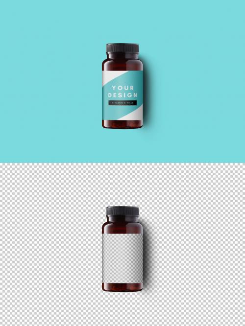 Hand Holding Pill Botlle with Transparent Background
