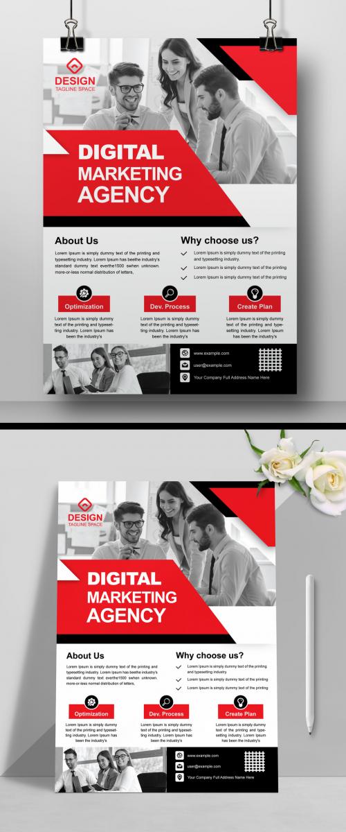 Red Corporate Flyer for Business with Photo Placeholders