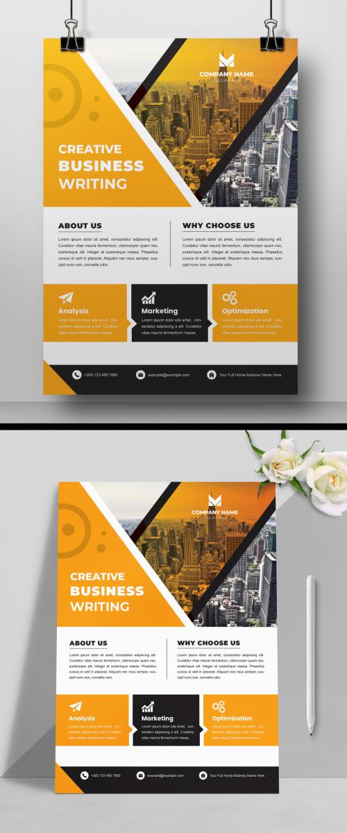 Business Flyer with Orange and Black Accents