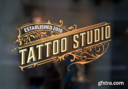 Vintage Tattoo Logo Layout with Gold Elements