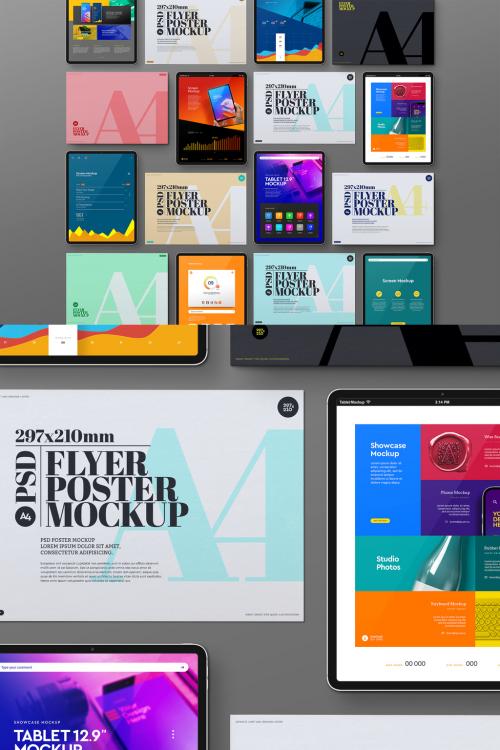 Horizontal Tablet Mockup Flyer Set