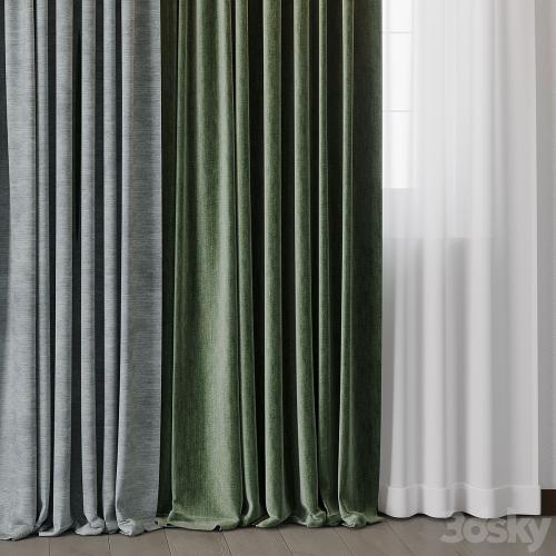 Hadi Curtains 40 - collection of green and blue curtains with patterns