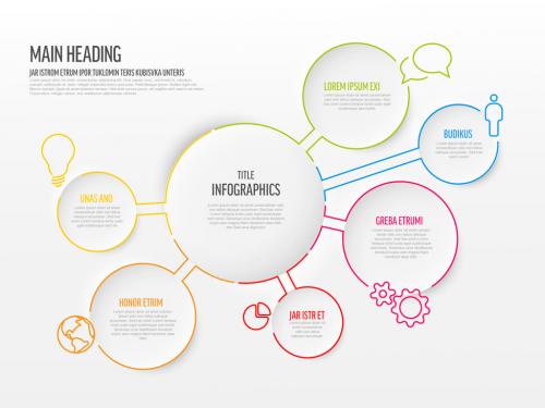 Infographic Light Circle with Circle Elements with Thin Line Borders