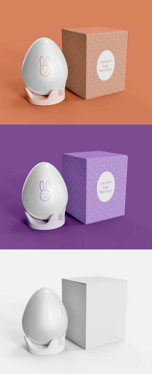 Isolated Easter Egg with Box Mockup