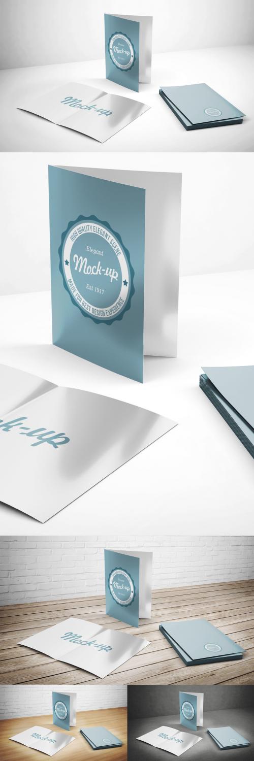 Folder and Bi-Fold Paper Mock-Up Scene