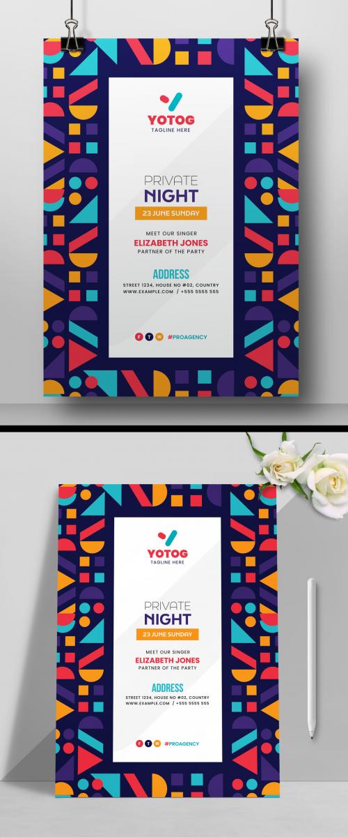 Event Flyer and Poster Layout with Color Geometric Overlay Elements