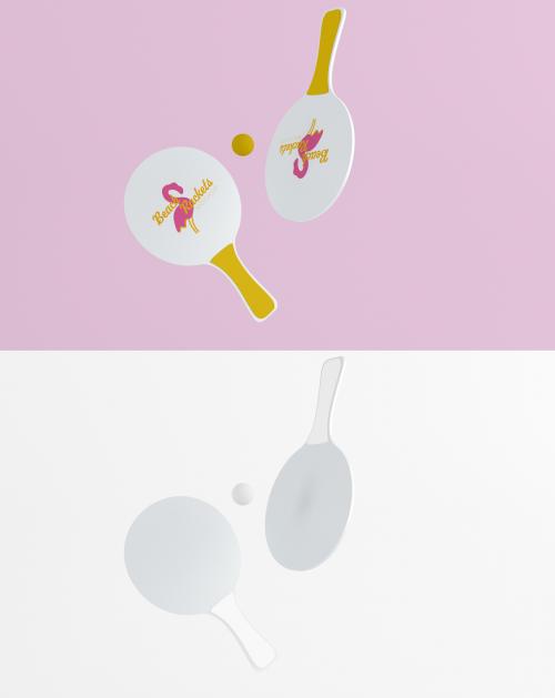 Floating Beach Rackets with Rubber Ball Mockup