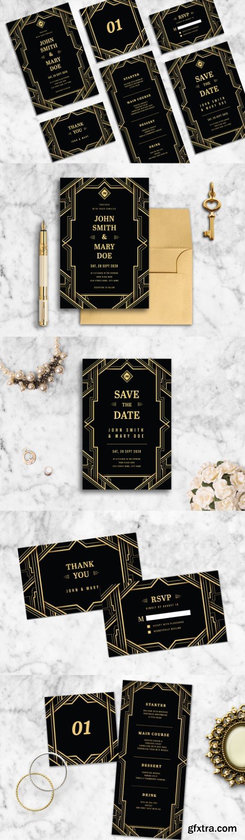 Art Deco Wedding Stationery Layout