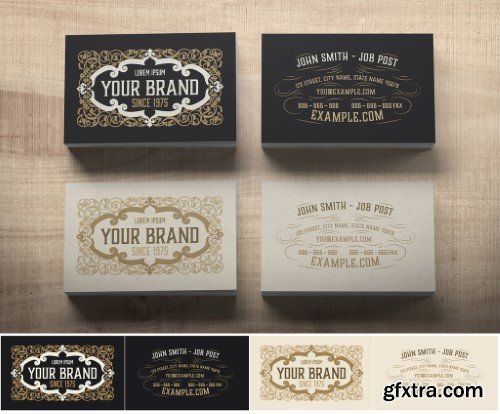 Vintage Business Card Layout with Ornaments