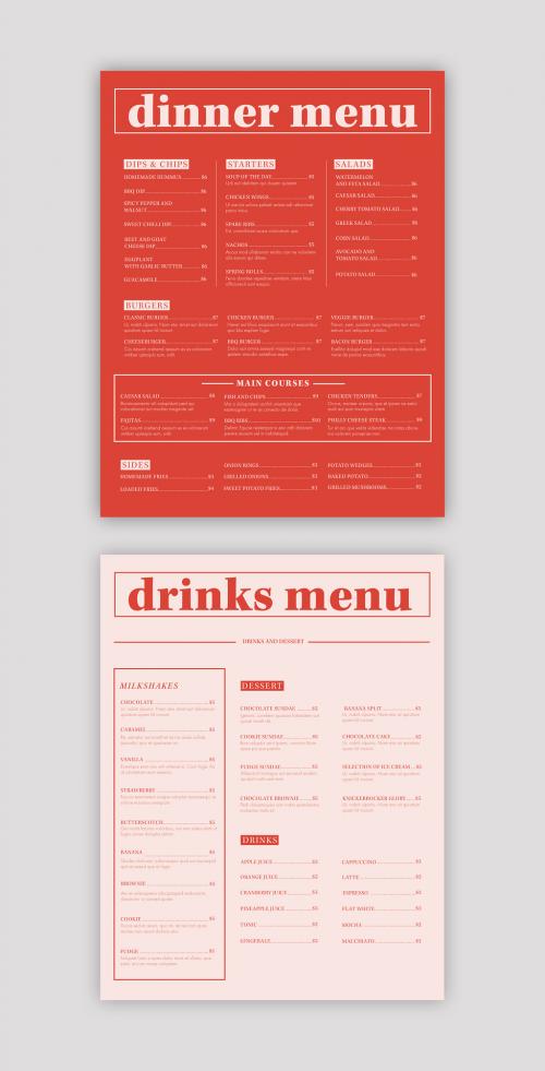 Menu Layout with Orange and Tan Accents