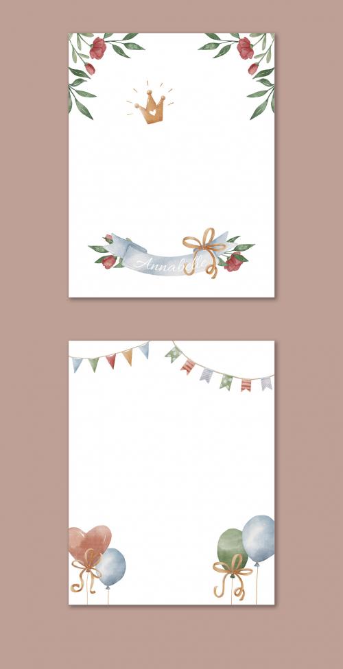 Watercolor Baby Frames Set