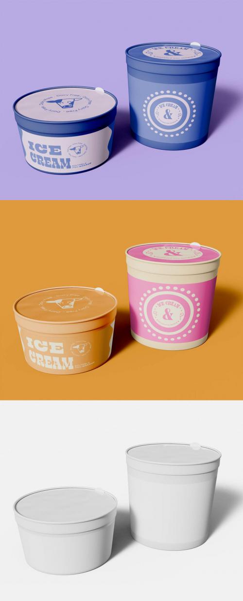 Two Ice Cream Container Mockup