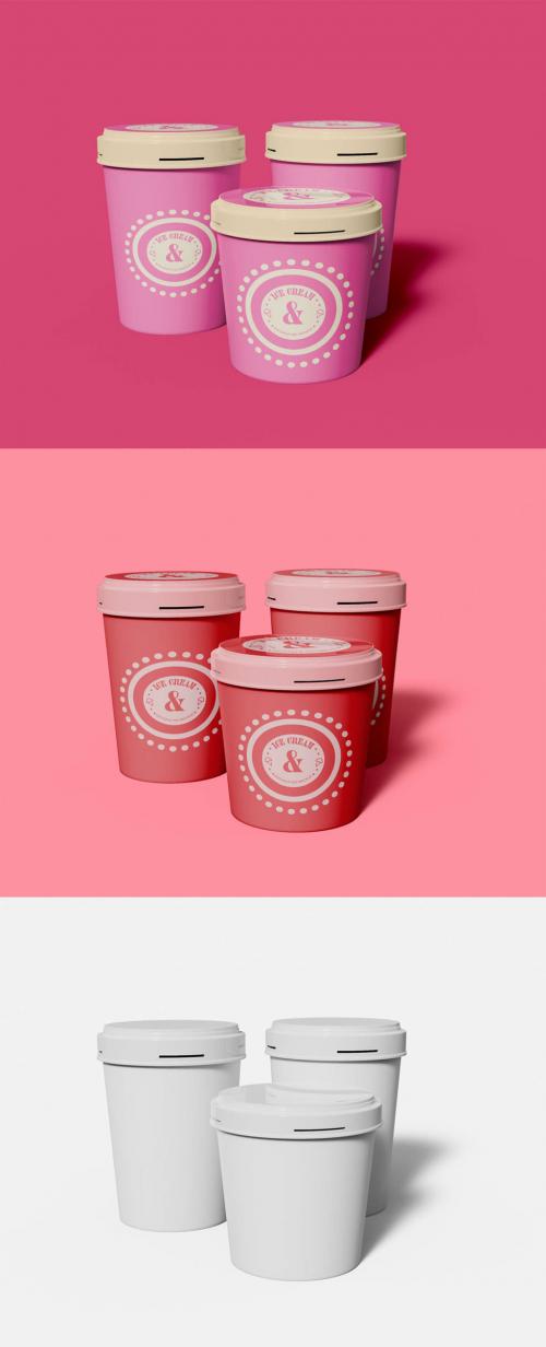 Three Ice Cream Cups Mockup