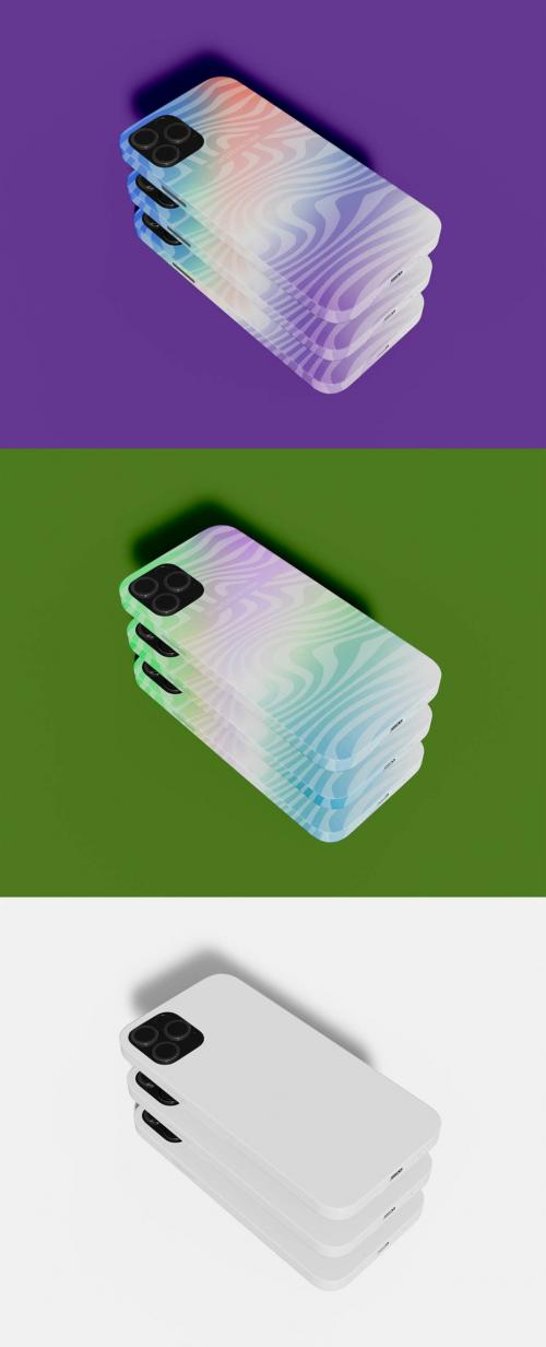 Stacked Smartphone Cases Mockup