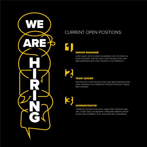 We Are Hiring Minimalistic Flyer Layout with Yellow Speech Bubbles