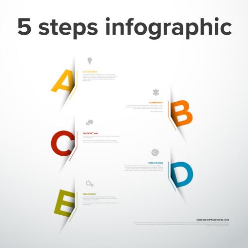 Five Letter Color Vertical Steps Progress Page Layout