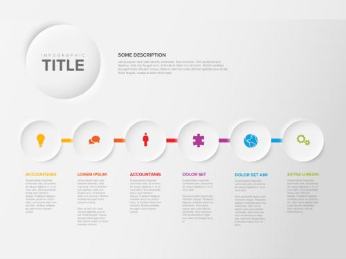 Simple Light Six Circle Steps Infographic Layout