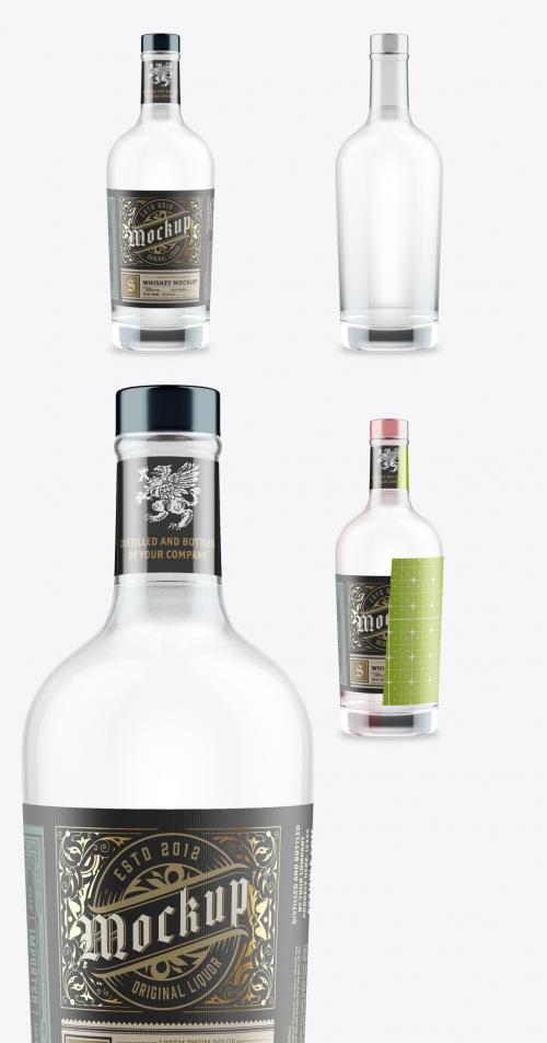 Clear Liquor Glass Bottle Mockup