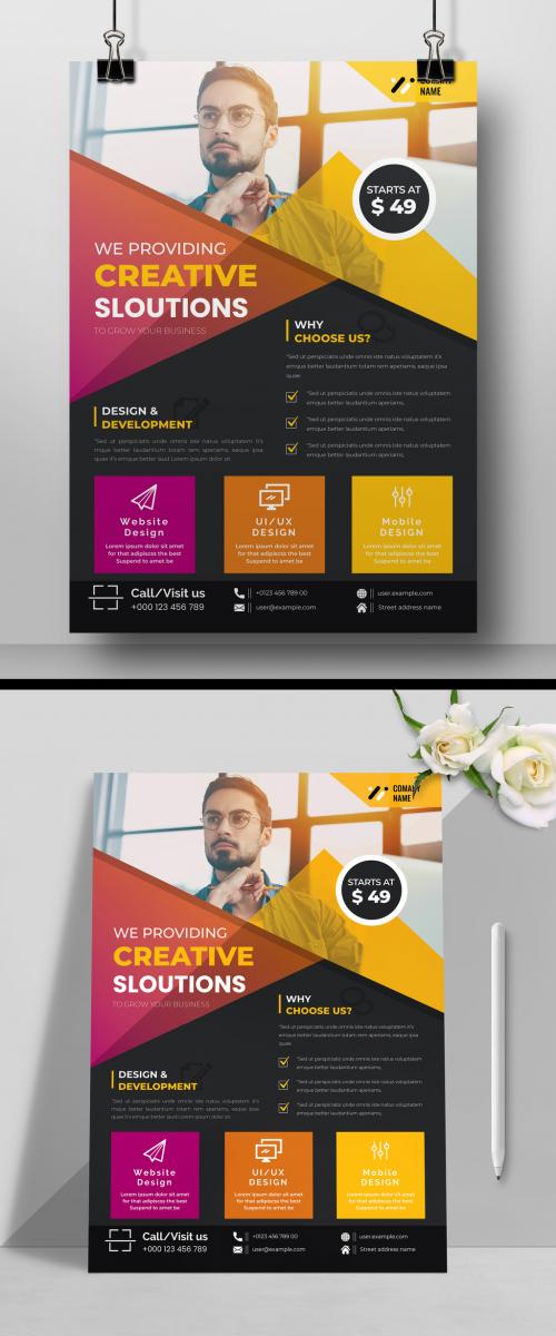 Corporate Flyer Layout with Graphic Elements