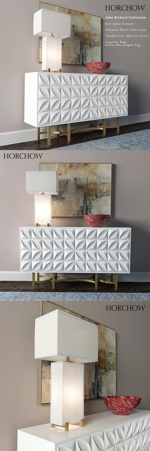 Chest Barrington Console and the lamp Alabaster Block Table Lamp